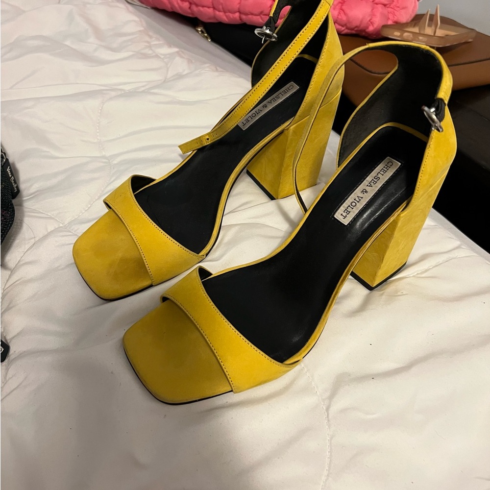 Pedro Garcia Yellow Stiletto Heels with Slingback Design